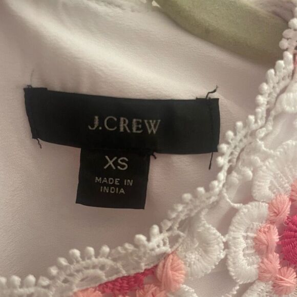 J Crew Pink White Floral Top Blouse Embroidered Lace Women’s Size XS Flower - Picture 4 of 7
